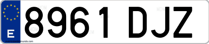 Ejemplo de matrícula de coche ordinaria 8961 DJZ