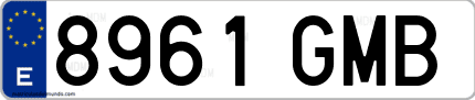Ejemplo de matrícula de coche ordinaria 8961 GMB