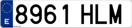 Ejemplo de matrícula española 8961 HLM
