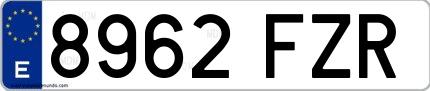 Ejemplo de matrícula española 8962 FZR