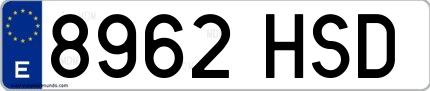 Ejemplo de matrícula española 8962 HSD