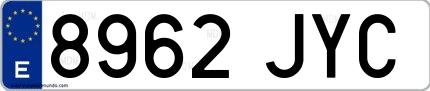 Ejemplo de matrícula española 8962 JYC