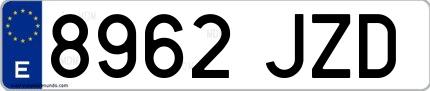Ejemplo de matrícula española 8962 JZD