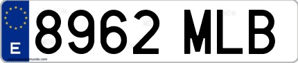 Ejemplo de matrícula de coche ordinaria 8962 MLB