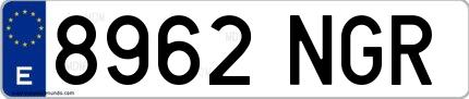 Ejemplo de matrícula española 8962 NGR
