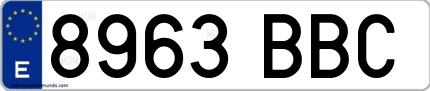 Ejemplo de matrícula española 8963 BBC