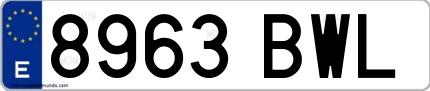 Ejemplo de matrícula española 8963 BWL