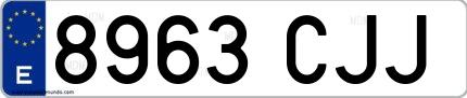 Ejemplo de matrícula española 8963 CJJ