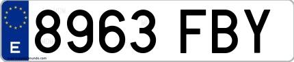 Ejemplo de matrícula española 8963 FBY