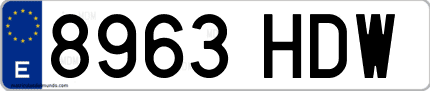 Ejemplo de matrícula de coche ordinaria 8963 HDW