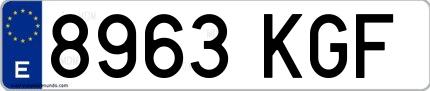 Ejemplo de matrícula española 8963 KGF