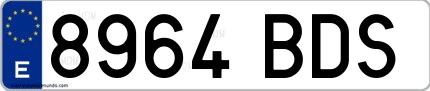 Ejemplo de matrícula española 8964 BDS