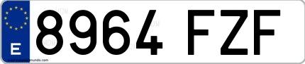 Ejemplo de matrícula española 8964 FZF