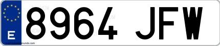 Ejemplo de matrícula española 8964 JFW