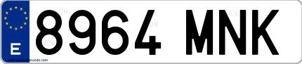 Ejemplo de matrícula española 8964 MNK
