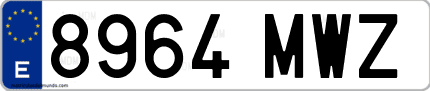 Ejemplo de matrícula de coche ordinaria 8964 MWZ