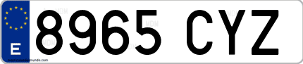 Ejemplo de matrícula de coche ordinaria 8965 CYZ
