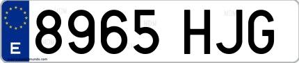 Ejemplo de matrícula española 8965 HJG