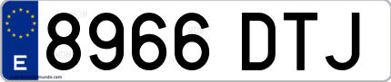 Ejemplo de matrícula de coche ordinaria 8966 DTJ
