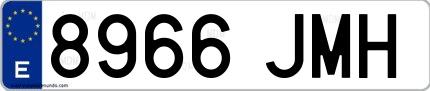 Ejemplo de matrícula española 8966 JMH