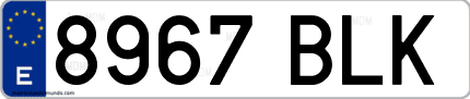 Ejemplo de matrícula de coche ordinaria 8967 BLK