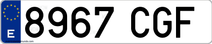 Ejemplo de matrícula de coche ordinaria 8967 CGF