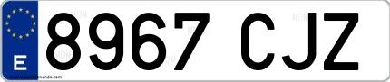 Ejemplo de matrícula española 8967 CJZ
