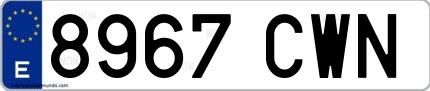 Ejemplo de matrícula española 8967 CWN