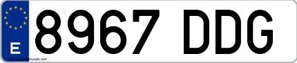 Ejemplo de matrícula española 8967 DDG