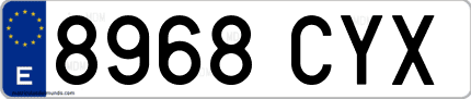 Ejemplo de matrícula de coche ordinaria 8968 CYX