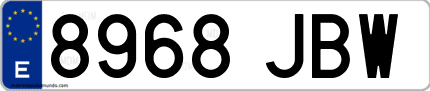 Ejemplo de matrícula de coche ordinaria 8968 JBW