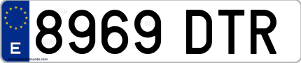 Ejemplo de matrícula de coche ordinaria 8969 DTR