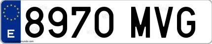 Ejemplo de matrícula española 8970 MVG