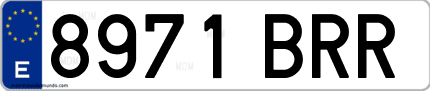 Ejemplo de matrícula de coche ordinaria 8971 BRR