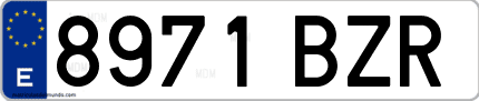 Ejemplo de matrícula de coche ordinaria 8971 BZR