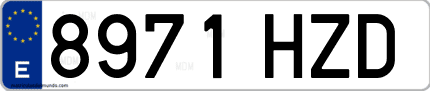Ejemplo de matrícula de coche ordinaria 8971 HZD