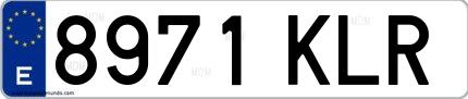 Ejemplo de matrícula española 8971 KLR