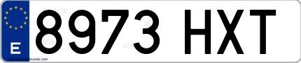 Ejemplo de matrícula española 8973 HXT