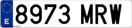 Ejemplo de matrícula española 8973 MRW