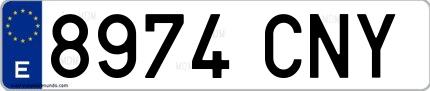 Ejemplo de matrícula española 8974 CNY