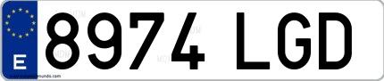 Ejemplo de matrícula española 8974 LGD