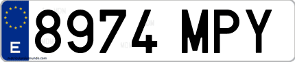 Ejemplo de matrícula de coche ordinaria 8974 MPY