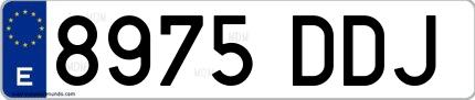 Ejemplo de matrícula española 8975 DDJ
