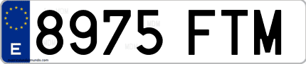 Ejemplo de matrícula de coche ordinaria 8975 FTM