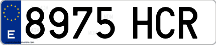 Ejemplo de matrícula de coche ordinaria 8975 HCR