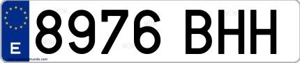 Ejemplo de matrícula española 8976 BHH