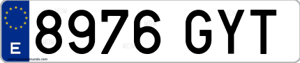 Ejemplo de matrícula de coche ordinaria 8976 GYT