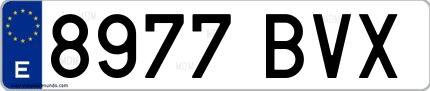Ejemplo de matrícula española 8977 BVX