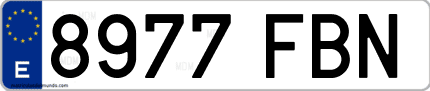 Ejemplo de matrícula de coche ordinaria 8977 FBN