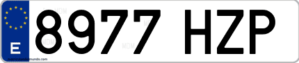 Ejemplo de matrícula de coche ordinaria 8977 HZP